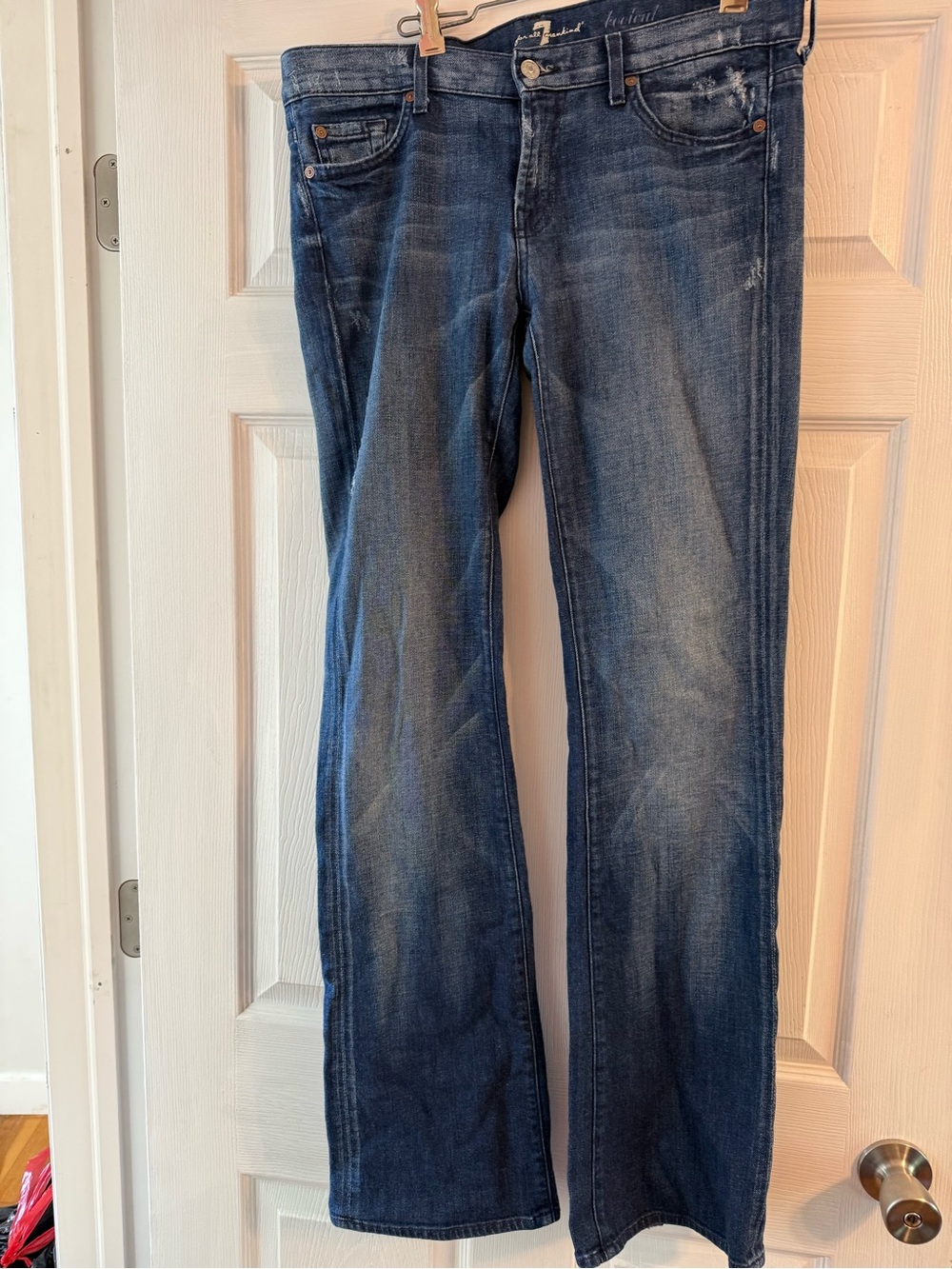 7 For All Mankind Bootcut Jeans Dark Wash Distressed Size 30